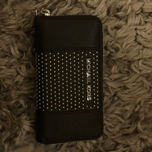 MICHAEL KORS silver studded black wallet!